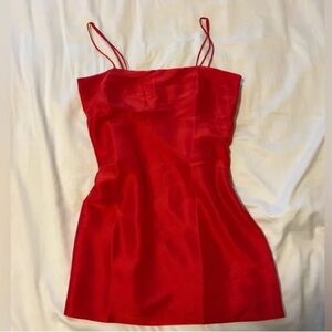 Réalisation Par x Claudia Schiffer Red Silk Mini Dress Super Real XS 90s UTA
